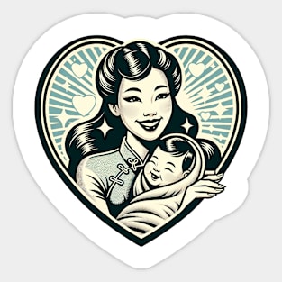 Vintage Motherhood Love Heart Symbol of Maternal Affection Sticker